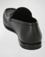 Image 3 of 3: Ferragamo Men's Crown Textured Leather Gancini Moccasin Loafers