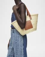 Image 2 of 2: Loewe Basket Bag in Palm Leaf with Leather Handles