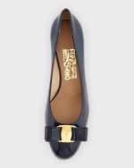 Image 3 of 3: Ferragamo Vara Bow Leather Low Pumps