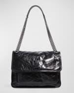 Image 1 of 6: Saint Laurent Niki Medium Flap YSL Shoulder Bag in Crinkled Leather