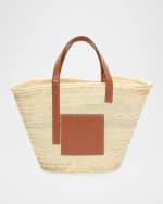 Loewe Basket Bag Large in Palm Leaf with Leather Handles Neiman Marcus