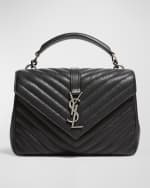 Image 1 of 6: Saint Laurent College Medium Flap YSL Shoulder Bag in Quilted Leather
