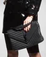Image 2 of 6: Saint Laurent College Large Flap YSL Shoulder Bag in Quilted Leather
