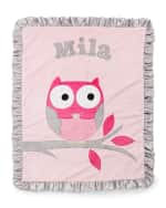 Image 2 of 2: Boogie Baby Personalized It's a Hoot Plush Blanket, Pink
