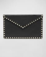 Image 1 of 6: Valentino Garavani Rockstud Large Envelope Clutch Bag