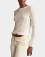 Image 3 of 5: Ralph Lauren Collection Crewneck Cashmere Cable-Knit Sweater