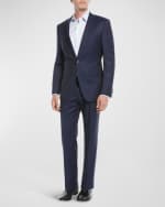 Image 2 of 6: BOSS Men's Wool Basic Two-Piece Suit, Blue