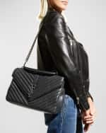 Image 3 of 6: Saint Laurent College Large Flap YSL Shoulder Bag in Quilted Leather