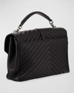 Image 5 of 6: Saint Laurent College Large Flap YSL Shoulder Bag in Quilted Leather