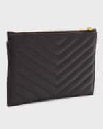 Image 4 of 6: Saint Laurent YSL Monogram Small Ziptop Bill Pouch in Grained Leather