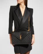 Image 3 of 6: Saint Laurent Envelope Triquilt Large YSL Shoulder Bag in Grained Leather