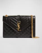 Image 1 of 6: Saint Laurent Envelope Triquilt Medium YSL Shoulder Bag in Grained Leather