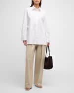 Image 2 of 6: THE ROW Big Sisea Button-Front Long-Sleeve Cotton-Stretch Shirt