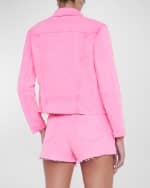 Image 3 of 5: L'Agence Janelle Slim Cropped Jean Jacket with Raw Hem