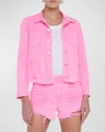 Image 4 of 5: L'Agence Janelle Slim Cropped Jean Jacket with Raw Hem