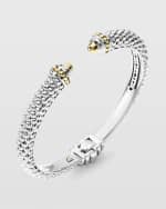 Image 4 of 5: LAGOS Silver & 18k Gold Signature Caviar Cuff Bracelet