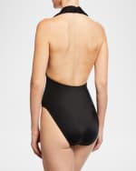 Image 2 of 2: Norma Kamali Halter Low-Back Solid One-Piece Swimsuit