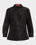 Image 1 of 5: Carolina Herrera Taffeta Button-Front Shirt