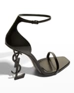 Image 4 of 5: Saint Laurent Opyum YSL Logo-Heel Sandals with Black Hardware