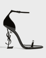 Image 1 of 5: Saint Laurent Opyum YSL Logo-Heel Sandals with Black Hardware