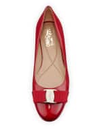 Image 3 of 3: Ferragamo Varina Patent Leather Bow Ballerina Flats