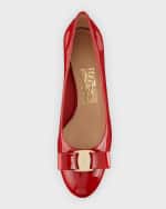 Image 4 of 4: Ferragamo Vara Bow Leather Low Pumps