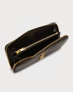 Image 4 of 5: Saint Laurent YSL Monogram Large Zip Wallet in Grained Leather
