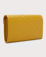 Image 4 of 6: Saint Laurent YSL Monogram Large Wallet on Chain in Grained Leather