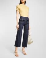 Image 2 of 6: Cinq a Sept Azure Wide-Leg Stitched Pants