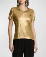 Image 2 of 5: Ralph Lauren Collection Foiled Silk Jersey Polo Sweater