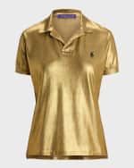 Image 1 of 5: Ralph Lauren Collection Foiled Silk Jersey Polo Sweater