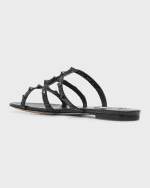 Image 3 of 6: Valentino Garavani Tonal Rockstud Flat Leather Slide Sandals