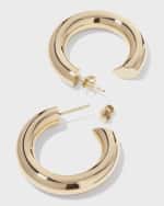Image 3 of 4: LANA Hollow 14k Gold Wide Mini Hoop Earrings