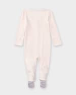 Image 2 of 4: Ralph Lauren Childrenswear Cotton Footie Pajamas With Floral Trim, Size Newborn-9M