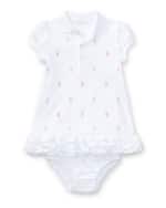 Image 1 of 4: Ralph Lauren Childrenswear Logo Embroidery Ruffle Hem Polo Dress With Bloomers, Size 6M-24M