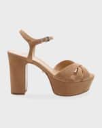 Image 1 of 4: Schutz Keefa Nubuck Ankle-Strap Platform Sandals