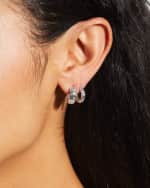 Image 5 of 5: Roberto Coin Two-Tone 18k Diamond Reversible Huggie Hoop Earrings