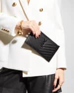 Image 2 of 4: Saint Laurent YSL Monogram Small Ziptop Bill Pouch in Grained Leather