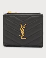 Image 1 of 5: Saint Laurent YSL Monogram Small Ziptop Wallet in Grained Leather