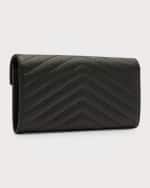 Image 4 of 6: Saint Laurent YSL Monogram Large Flap Wallet in Grained Leather