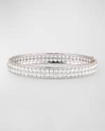 Image 1 of 5: 64 Facets Linear 18K White Gold Diamond Bangle, 10.12tcw