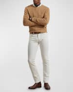 Image 2 of 4: Ralph Lauren Purple Label Men's Cashmere Cable-Knit Crewneck Sweater, Beige