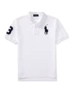 Image 1 of 3: Ralph Lauren Childrenswear Boy's Big Pony Mesh Knit Polo, Size S-XL