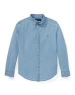 Image 1 of 4: Ralph Lauren Childrenswear Boy's Woven Chambray Shirt, Size S-XL