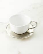 Image 1 of 2: Neiman Marcus Ceramic & Pewter Tea Cup with Saucer