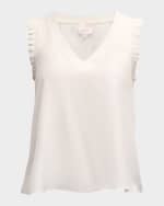Image 1 of 6: Cinq a Sept Lenore V-Neck Sleeveless Top