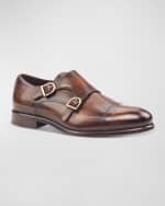 Image 1 of 3: Ike Behar Men's Regal Two-Tone Patina Leather Double-Monk Loafers