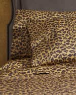 Image 1 of 2: Home Treasures Leopard Print 300-Thread Count Queen Sheet Set