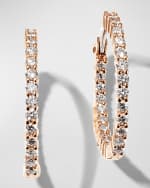 Image 1 of 5: Roberto Coin 22mm Rose Gold Diamond Hoop Earrings, 1ct