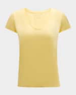 Image 1 of 6: Majestic Filatures V-Neck Short-Sleeve Stretch Linen T-Shirt